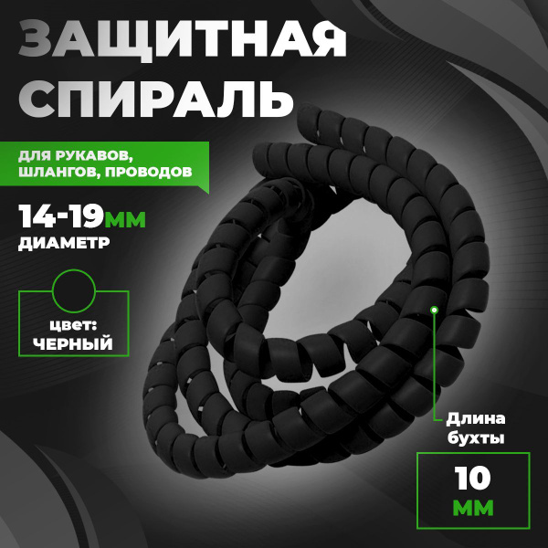 Характеристики Спираль защитная пластиковая, 10 метров, для проводов ...