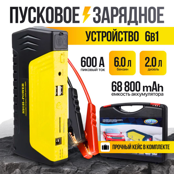 Пусковое зарядное устройство для автомобиля портативное/ Бустер ...