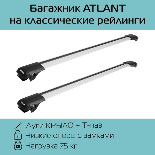 Багажник на рейлинги Atlant для Hyundai Creta 2015-2020 г.в. с ...