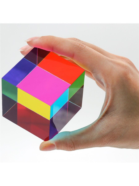 ZhuoChiMall CMY Mixing Color Cube, The Original Cube, 40mm (1.57 inch) Acrylic Cube Prism, CMYcube for Home or Office décor, STEM/STEAM Toys, Science Learning Cube for Kids