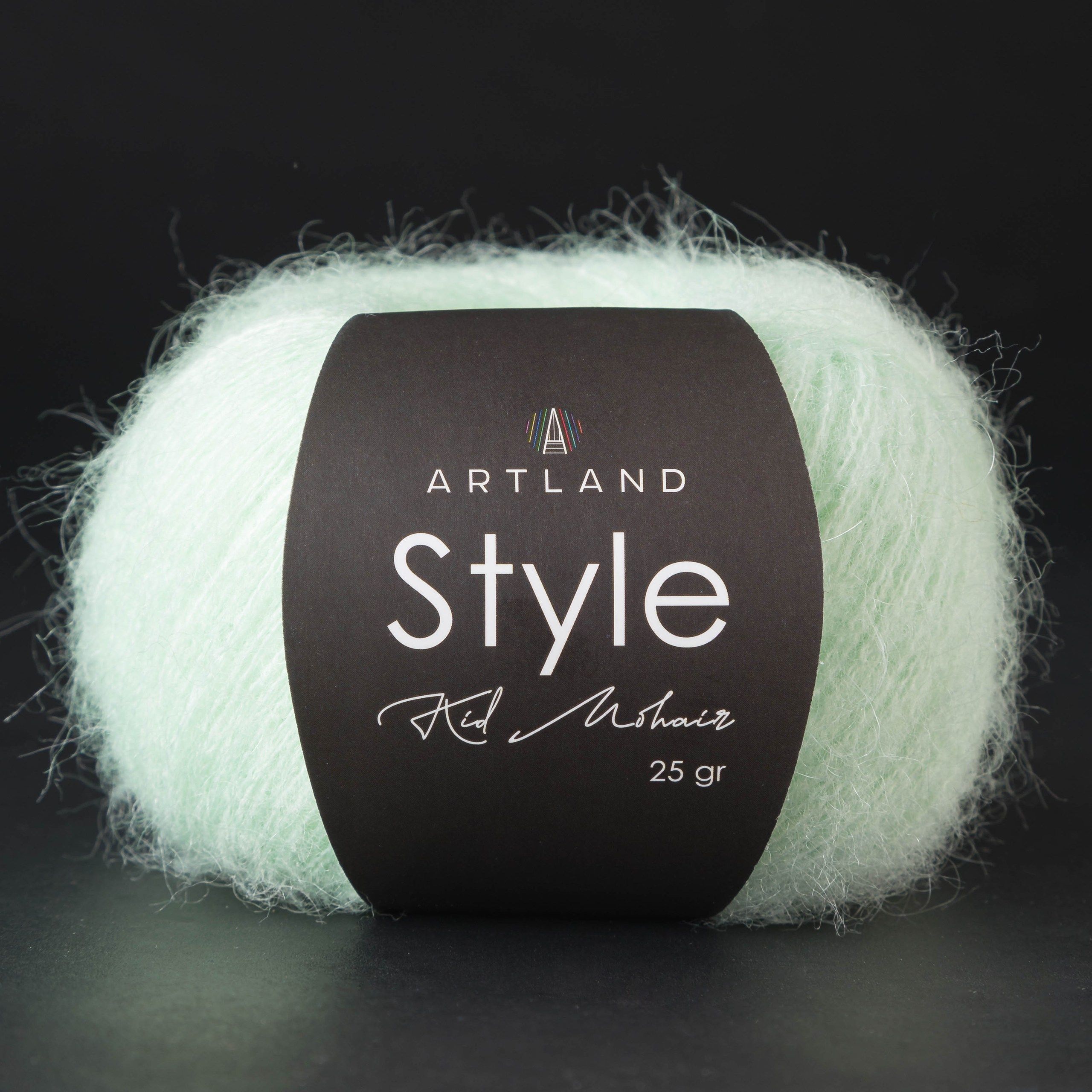 ПряжадлявязанияArtlandStyleKidMohair,3мотка(325м,25гр).Цвет21Мята/КидмохерАртлэнддлявязания,40%мохер,20%шерсть,40%нейлон