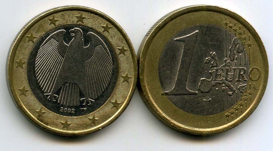1 евро в рублях рф. Монета 1 евро 2002 год. 1 Евро Германия 2002 a. Монета 1 евро Германия. 1 Евро 2002 ФРГ.