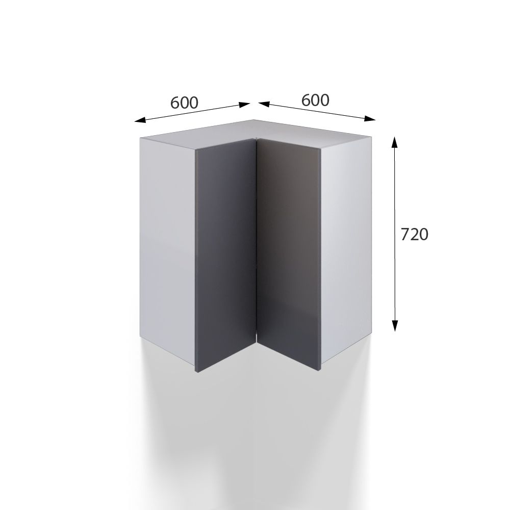 Кухонный модуль навесной 60см угловой две двери, серый