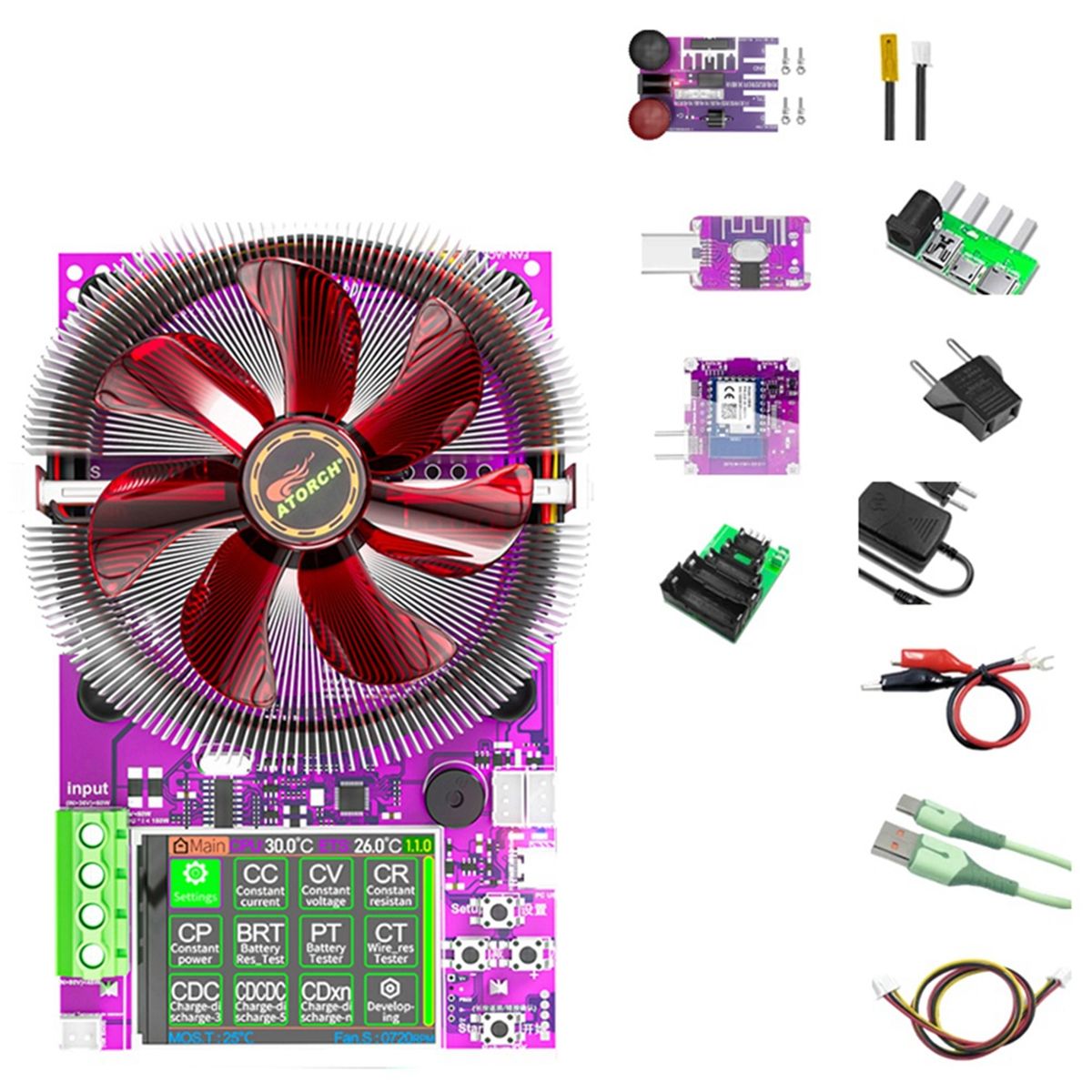 ATORCHCL24R150Вт4-проводнойтестеремкостиаккумулятораWiFiTuya2,4дюймаTFT1,2Вумнаяэлектроннаянагрузкаполныйпакетсвилкойе