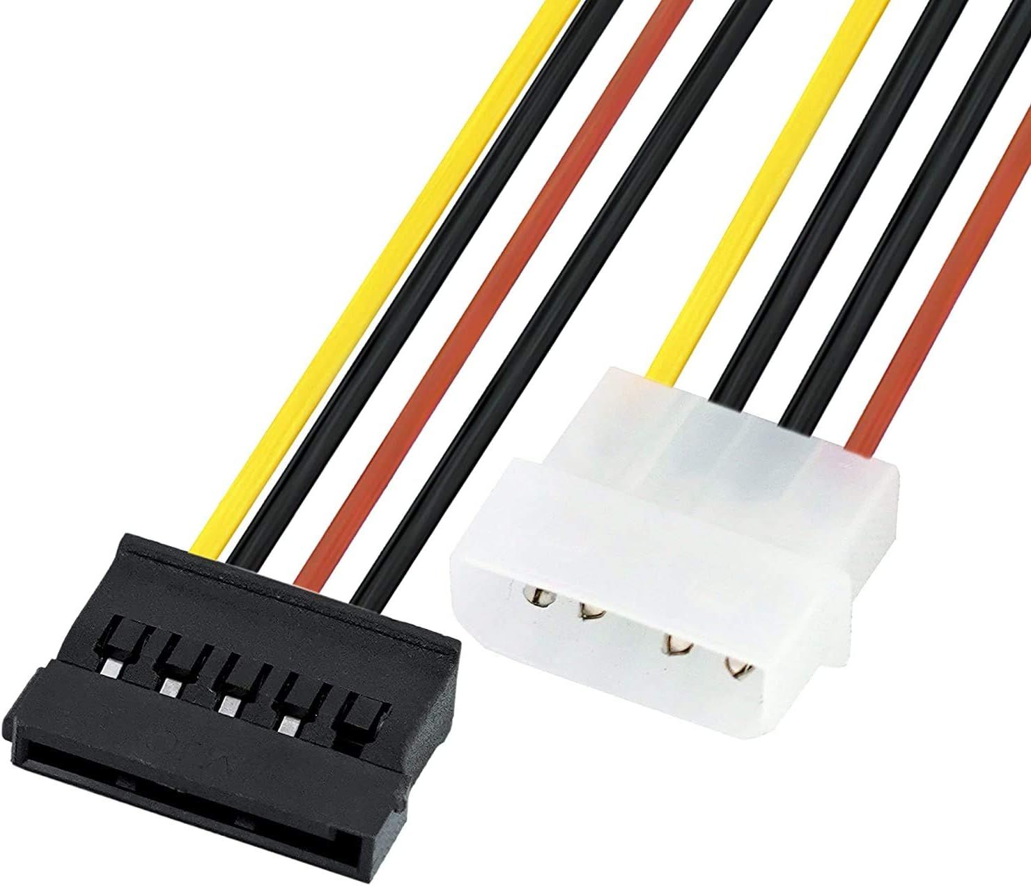 Кабель переходник питания SATA 15PIN (F) - Molex 4 pin (M) для ПК (11см)