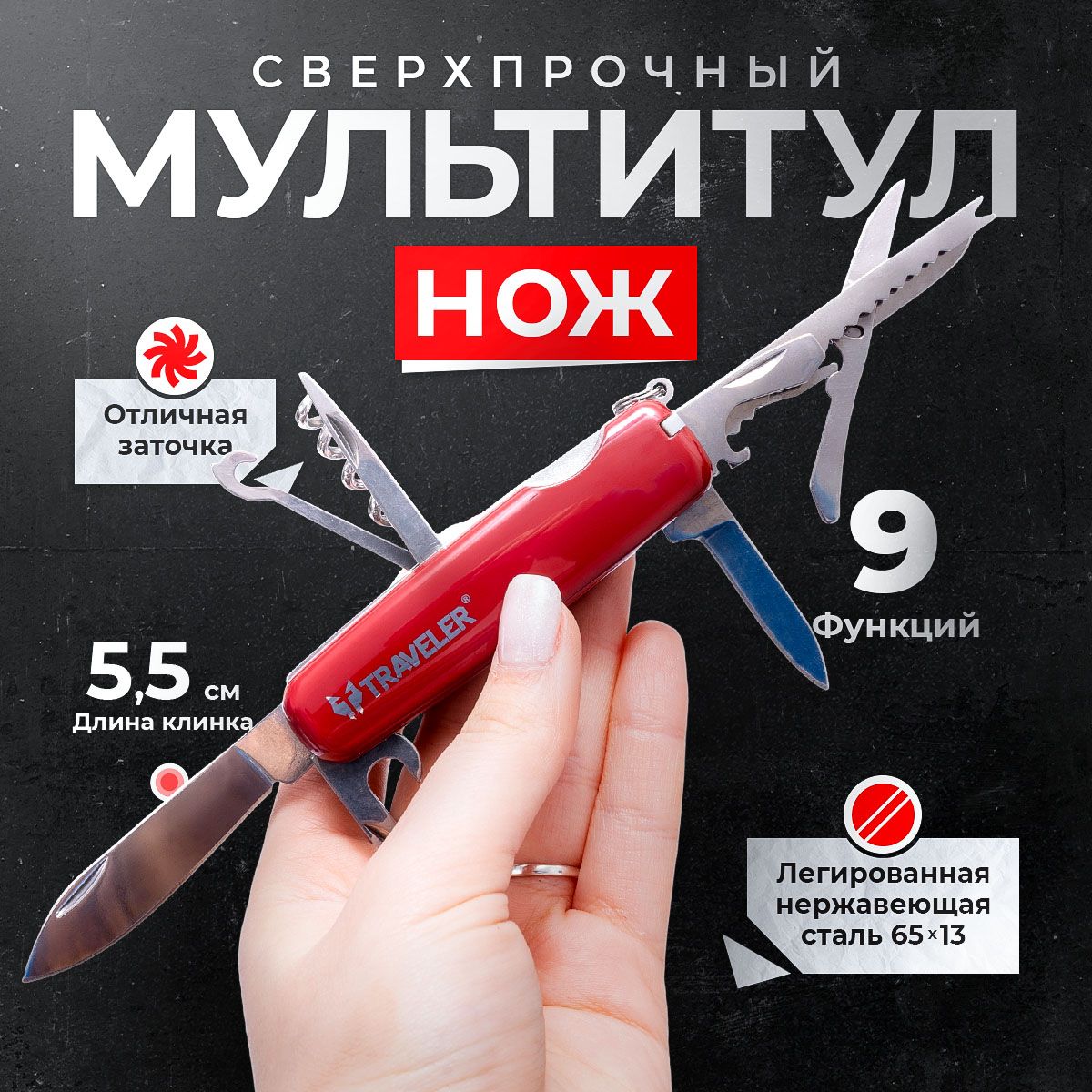 мультитултактическийпоходныйдлярыбалки,велосипеда,швейцарскийножскладнойтуристический