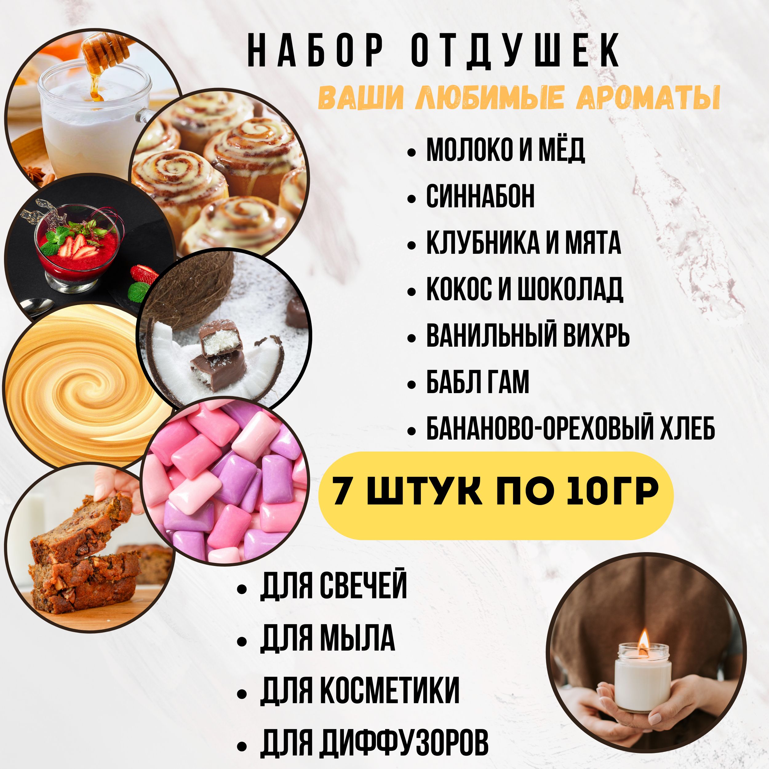 Отдушки для свечей, мыла и косметики, набор 