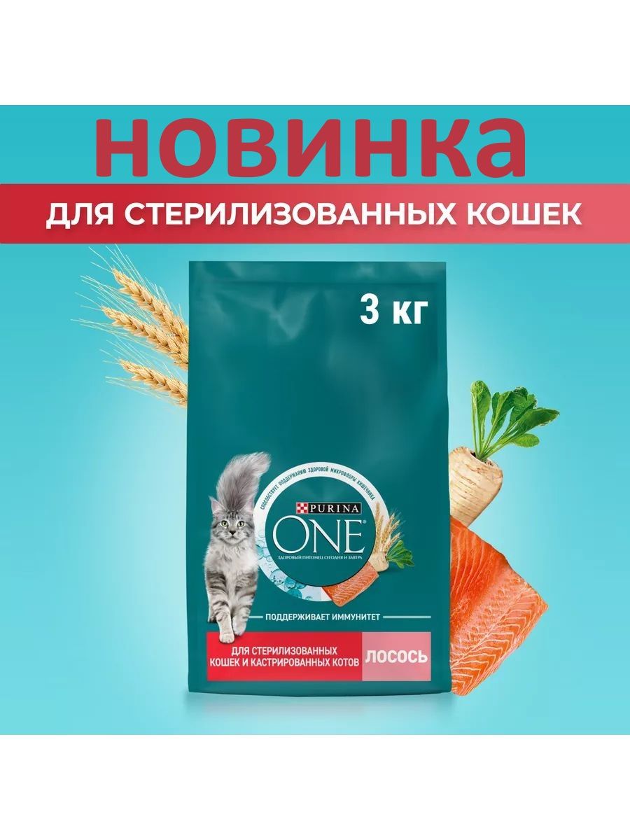 PurinaONEСухойкормдлястерилизованныхкошекслососем3кг