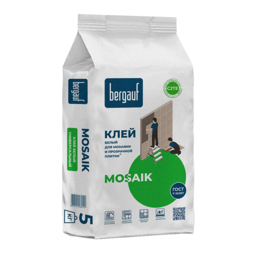 Клей плиточный BERGAUF Mosaik для мозаики, белый 5кг