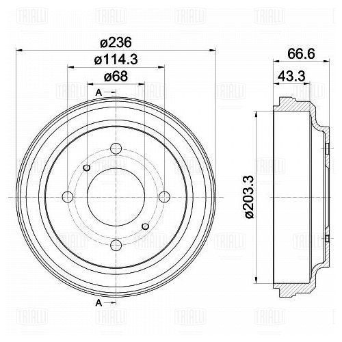Trialli барабан тормозной d 203 tf214625