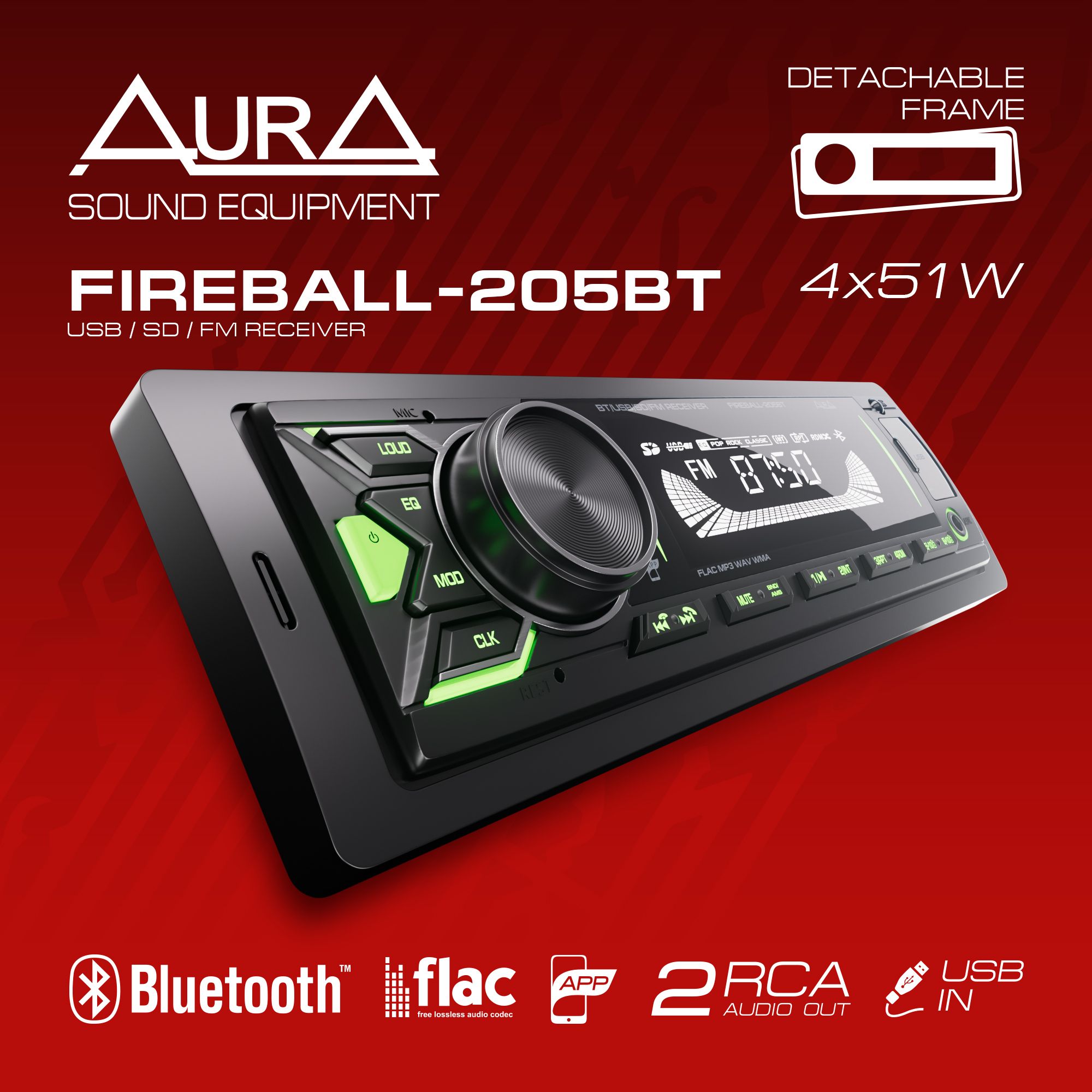 Автомобильный USB/BT ресивер AurA FIREBALL-205BT купить на OZON по низкой цене (1577213370)