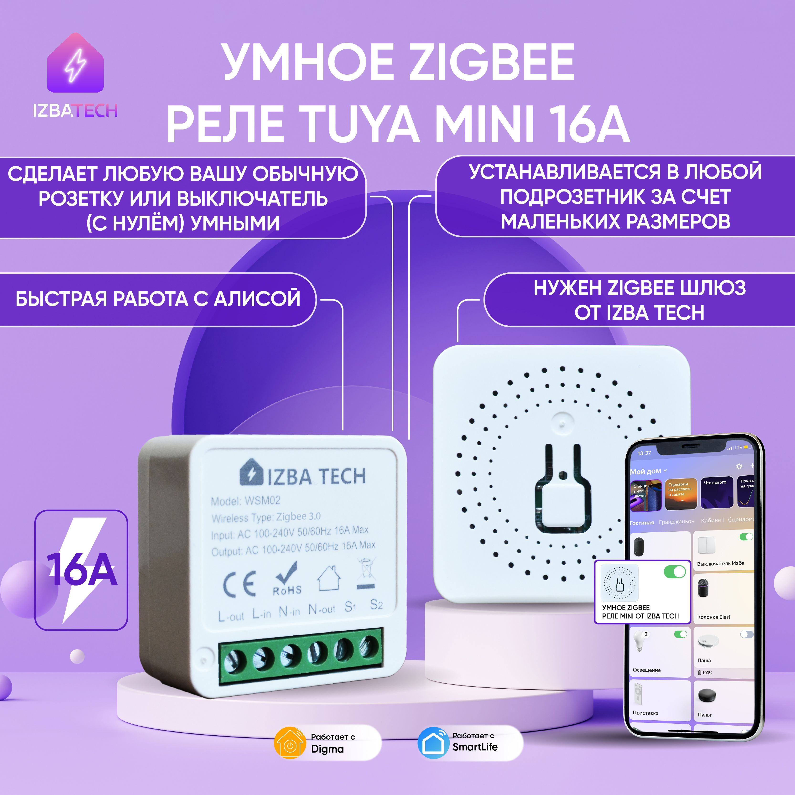 НОВОЕ Умное ZIGBEE 3.0 Реле контроллер для умного дома с Яндекс Алисой 16А  Tuya Mini мощность 3500вт - купить с доставкой по выгодным ценам в  интернет-магазине OZON (562194466)