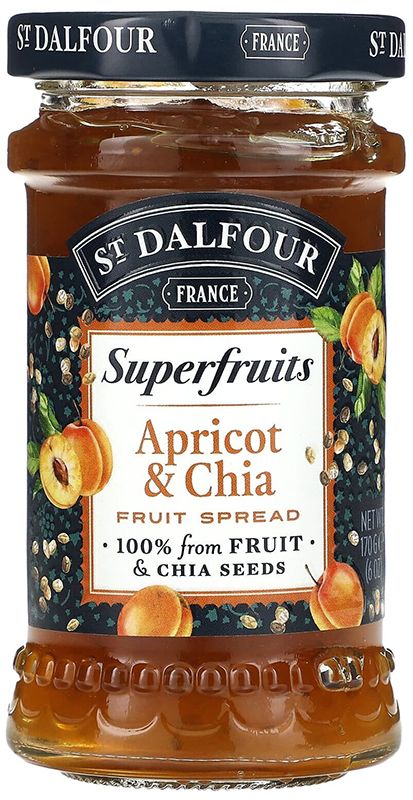 Джем St.Dalfour БЕЗ САХАРА абрикосовый с семенами чиа Superfruits 170 г