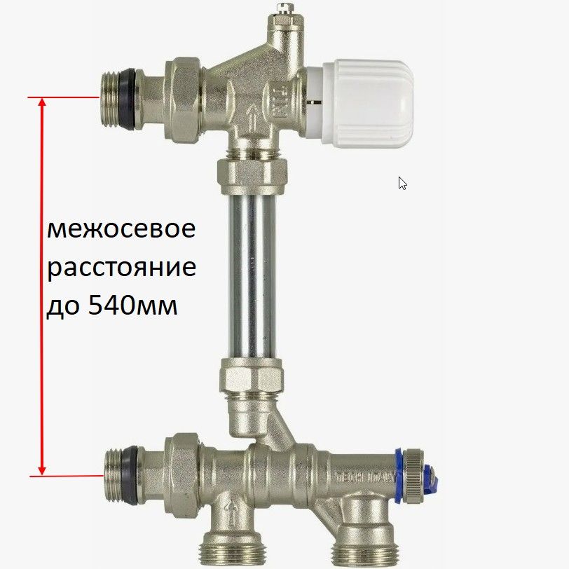 Комплектузладляподключениярадиатора:узелнижний4-хходовойTIM,МЕ877+ОсевойвентильМ30*1,5,МЕ866+трубканержD15*500мм