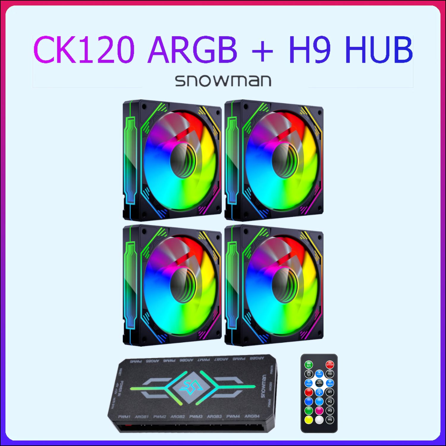 Комплектвентиляторов4штSnowmanCK120-BK-ARGB+контроллер