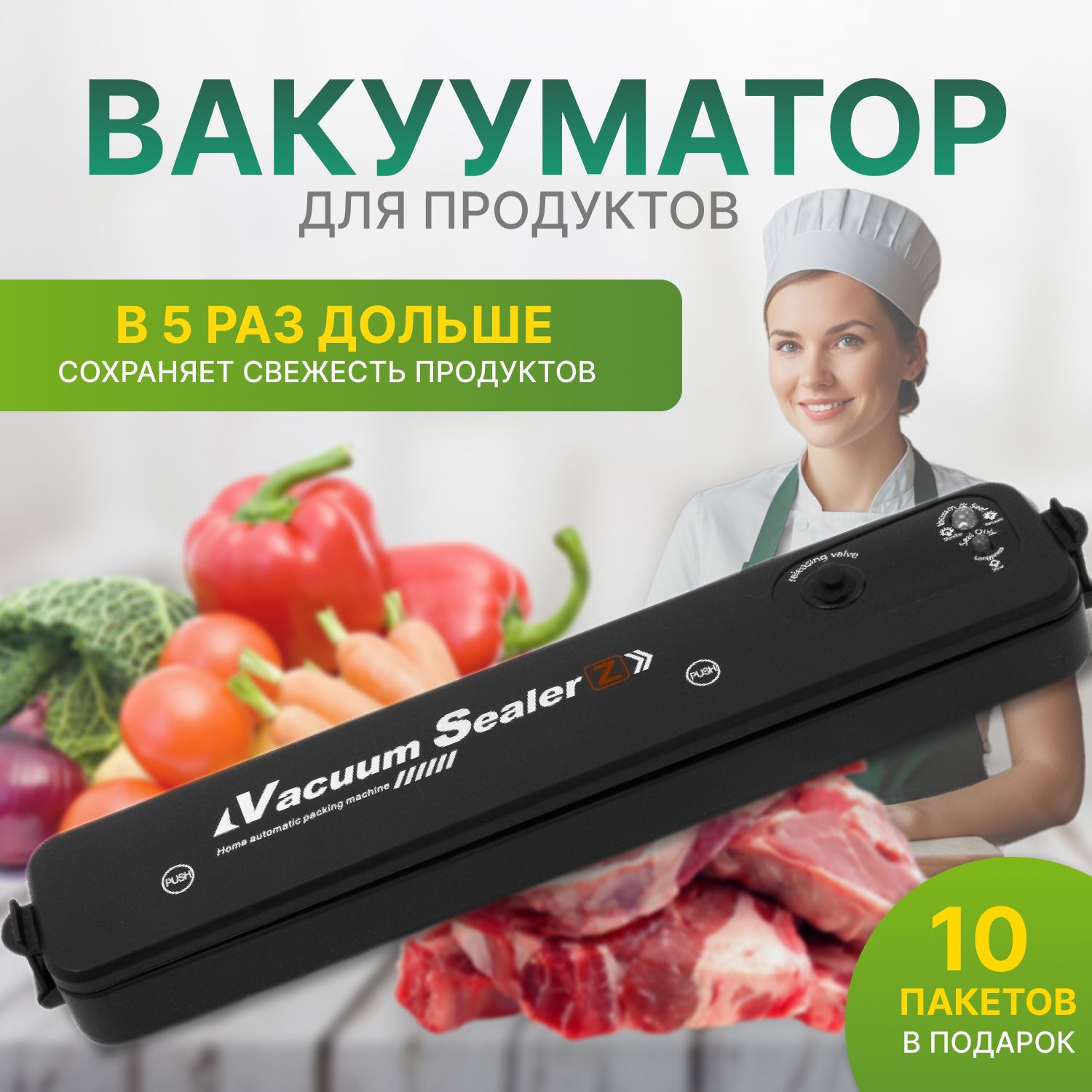 LENUVU Вакуумный упаковщик Вакууматор для продуктов вакуумный упаковщик черный