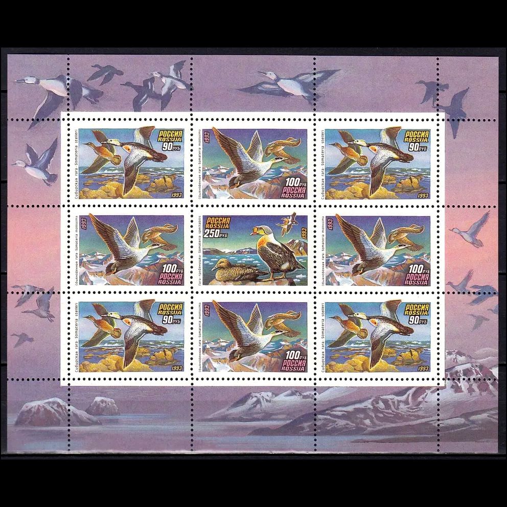 РОССИЯ 1993 Утки. Малый лист 101-103 MNH**