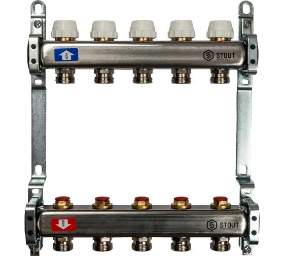 Коллектор из нержавеющей стали без расходомеров STOUT 5 выходов SMS 0922 000005