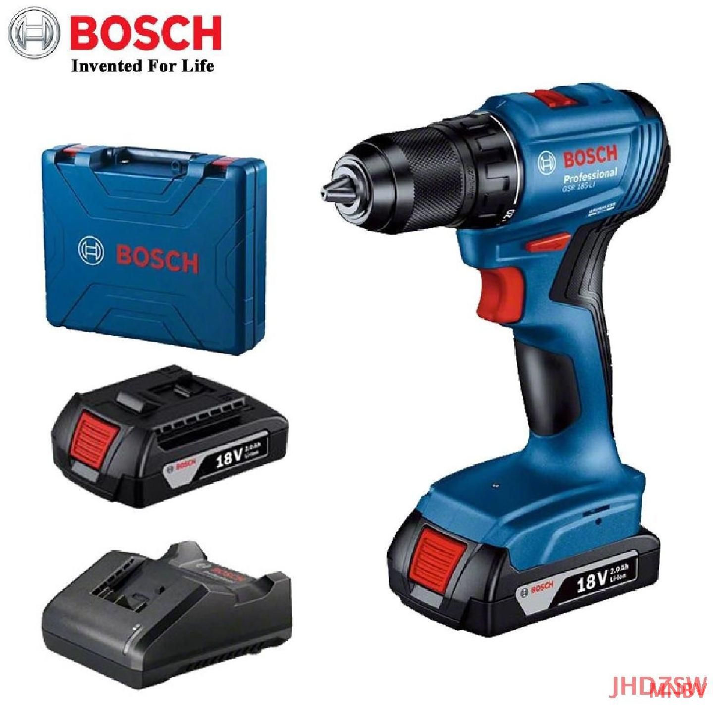 Дрель-шуруповерт Bosch GSR 185-LI Solo , От аккумулятора, 18 В, Бесщеточный,50 Нм, 2 АКБ