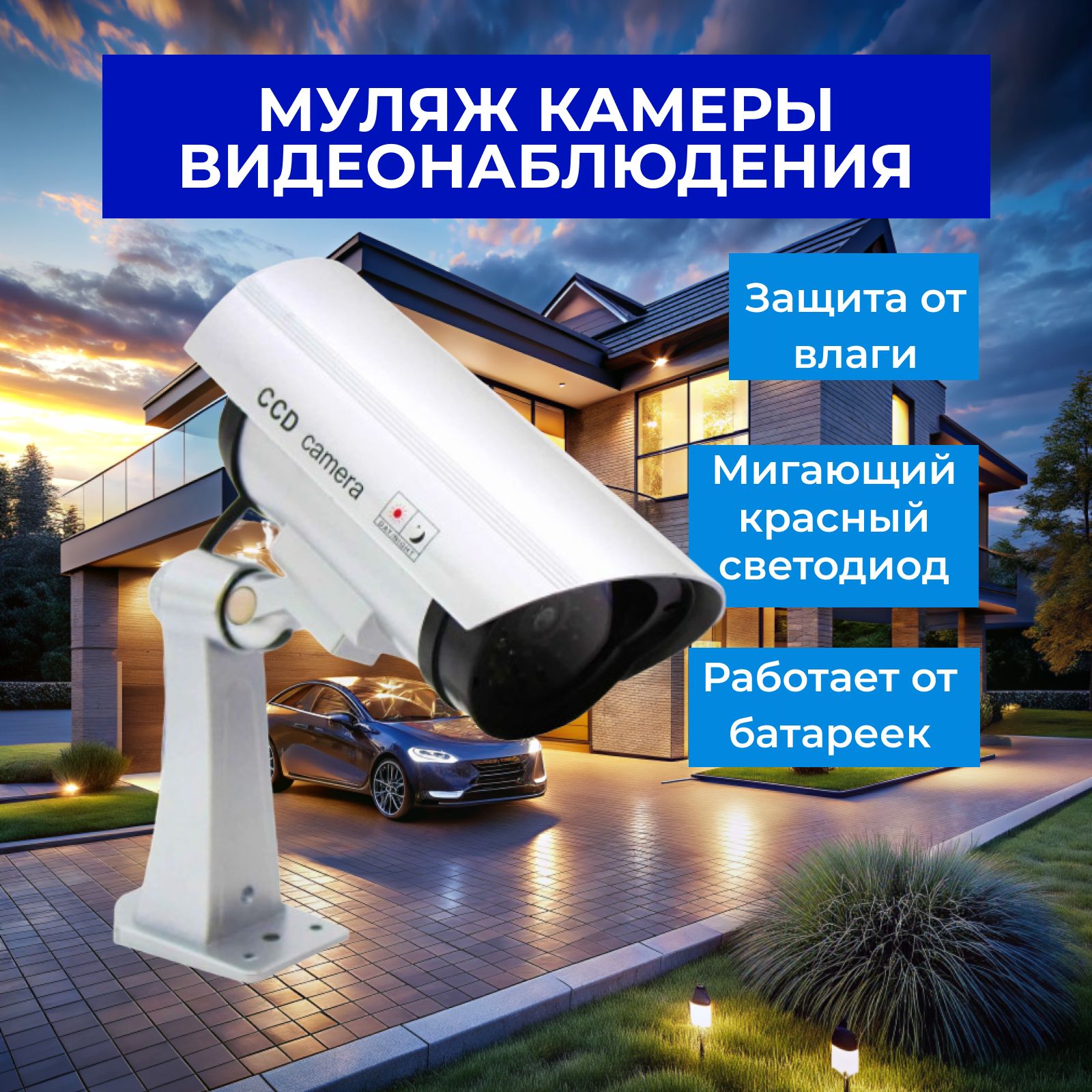 Муляж камеры видеонаблюдения Dummy IR Camera белая