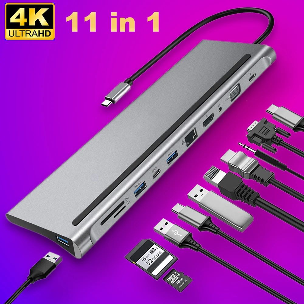 Док-станциидляноутбуковКонцентраторUSBCType-CкадаптеруHDMI4KThunderbolt3USB3.13.0дляMacBookProAirM1док-станциятипаc