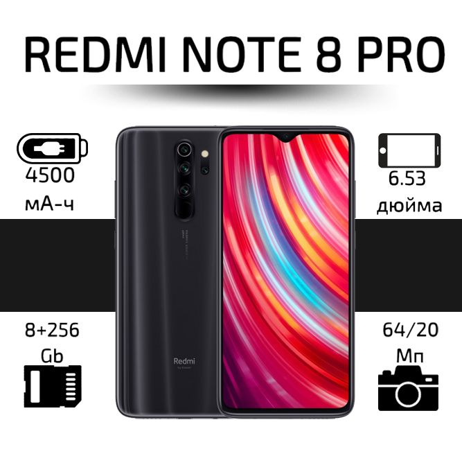 RedmiСмартфонRedmiNote8ProGlobal8/256ГБ,черныйматовый