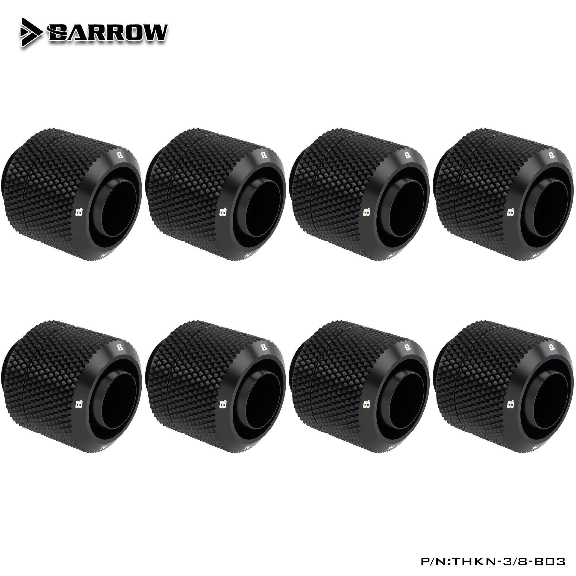 Фитинг для шланга 10/13 Barrow Compression Fitting(ID3/8-OD1/2)Soft Tubing 8шт - Black