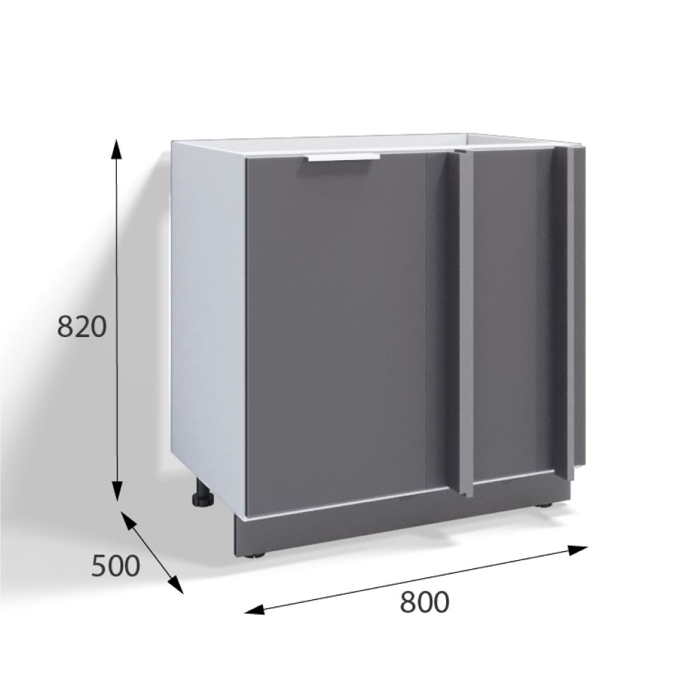 Кухонный модуль напольный 80см угловой под мойку, серый