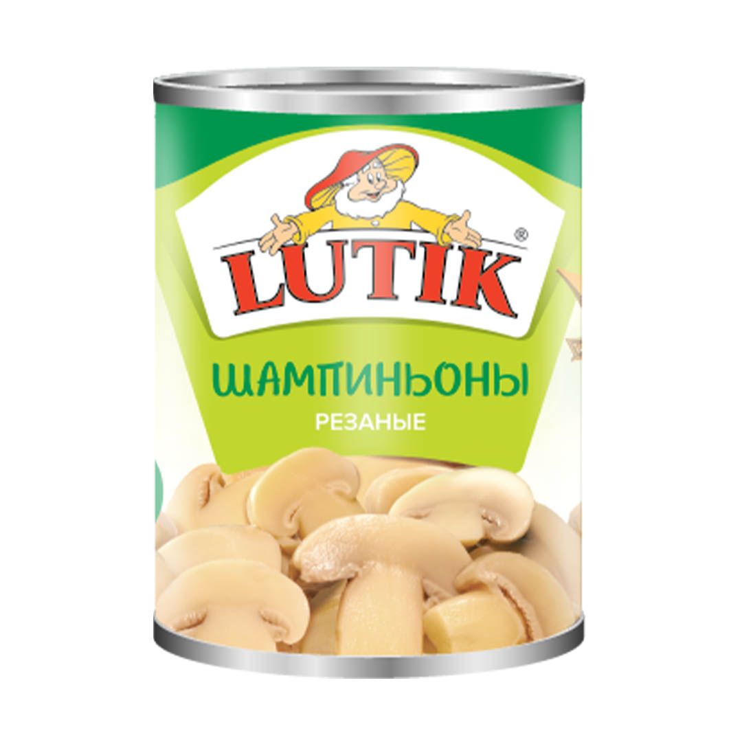 Шампиньоны LUTIK резаные консервированные без добавления уксусной кислоты, 3000мл