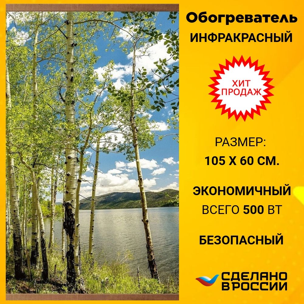 ИнфракрасныйобогревательнастенныйБерезки/Обогревателькартинанастену"Домашнийочаг"