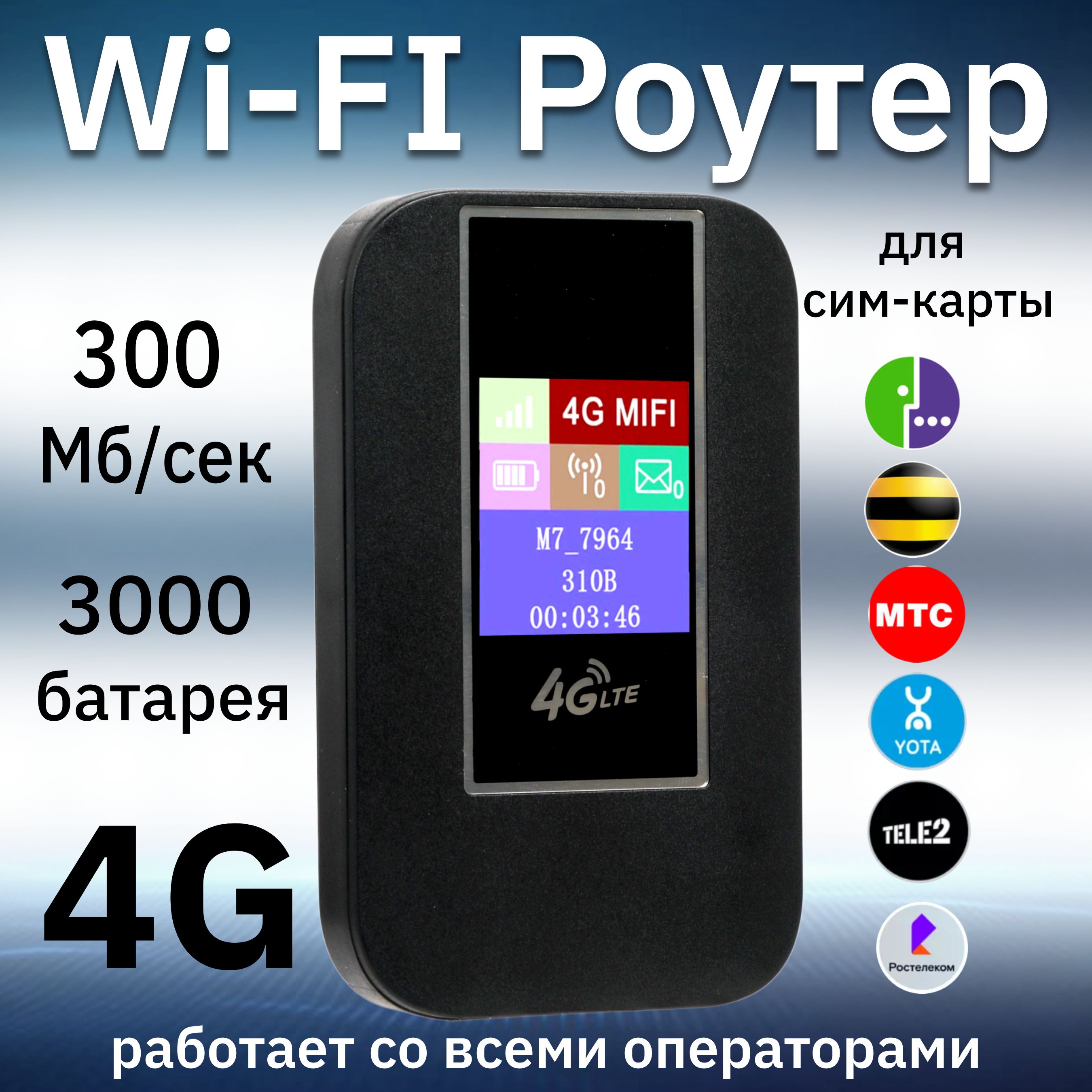 Роутер wifi с сим картой, вай фай роутер 4G