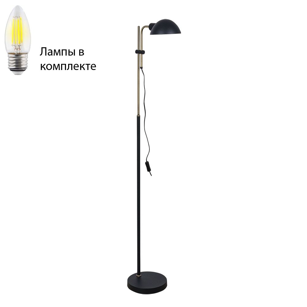 Торшер с лампочкой Arte lamp A7055PN-1BK+Lamps