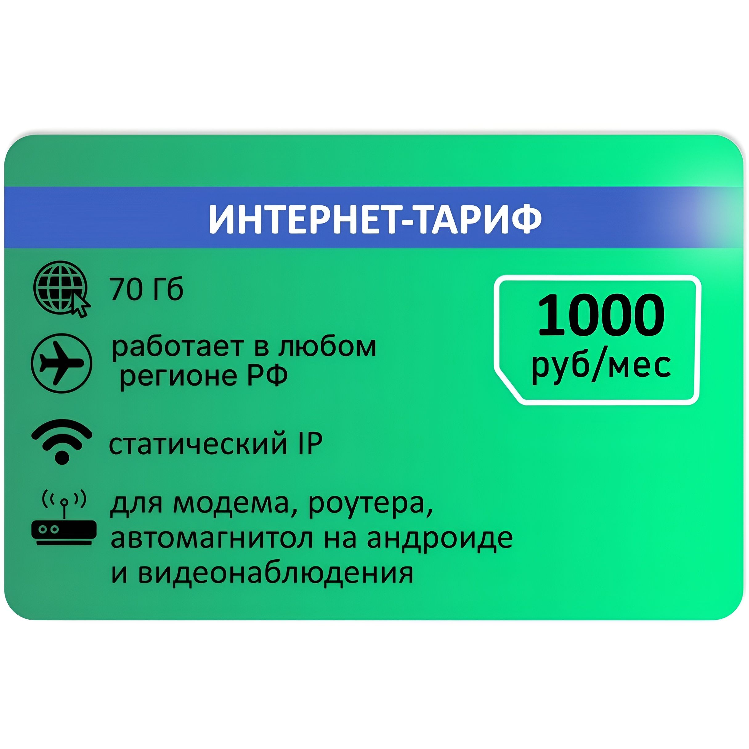 SIM-карта Сим карта для модема от Меги 70 ГБ + статика АП 1000 руб. (Вся Россия)