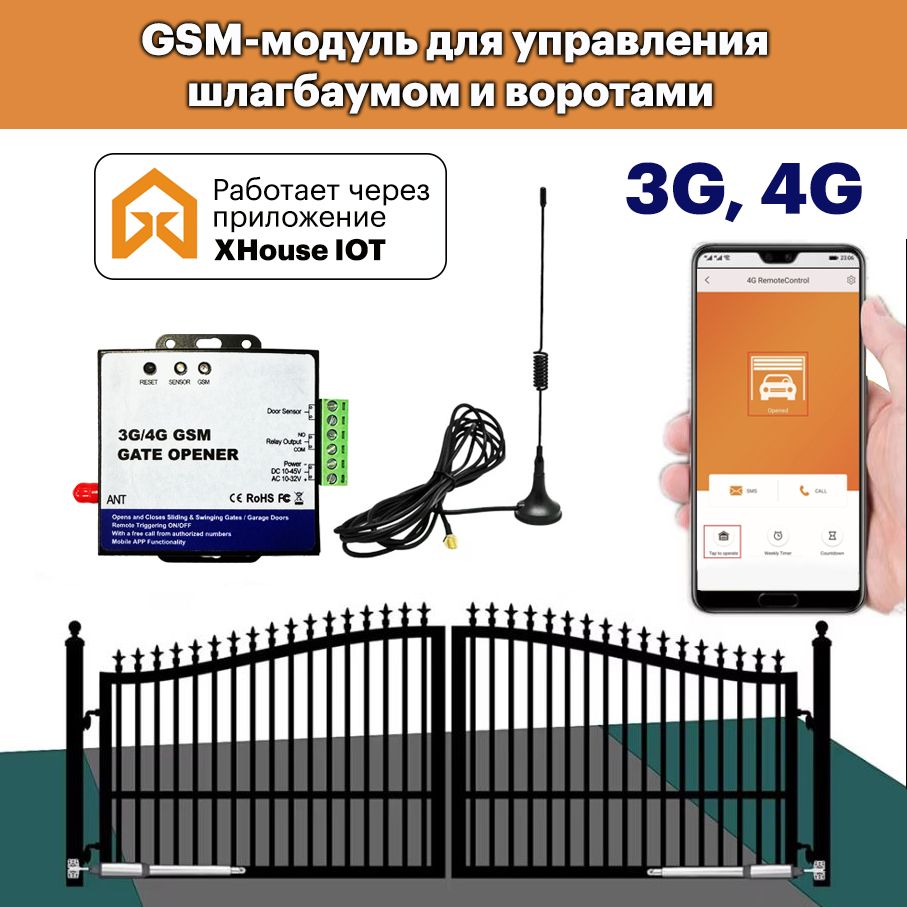 GSM-модуль 3G, 4G для управления воротами и шлагбаумом (на 300 номеров и безлимитно через приложение). Умный дом.