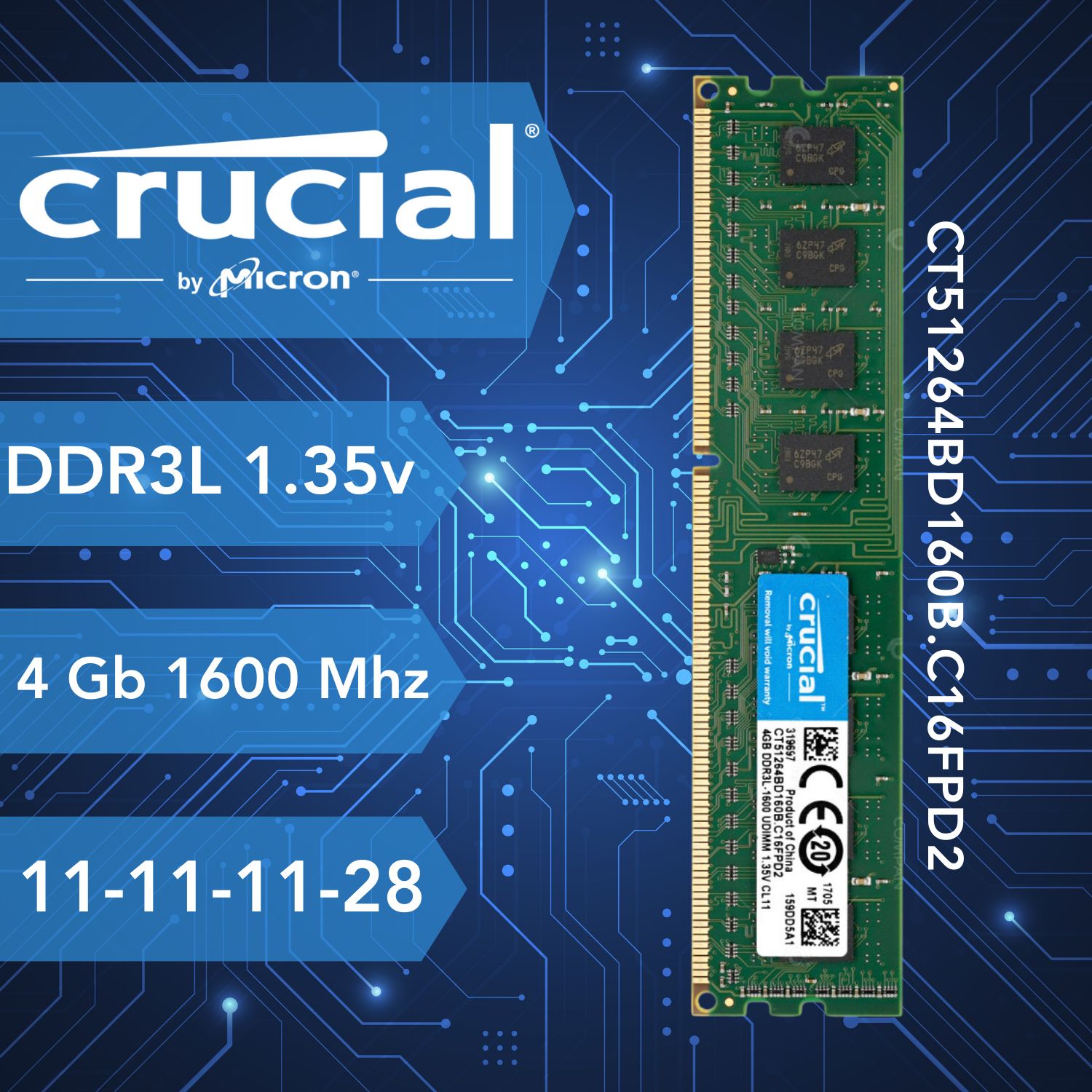 Crucial Оперативная память DDR3L 1600 МГц для ПК 1x4 ГБ (0)