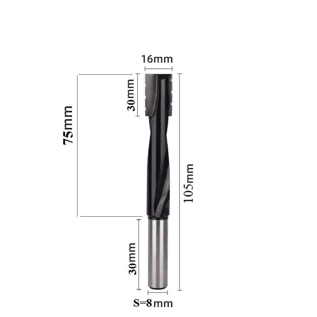 Фреза под замок S-8-16x30x75x105мм стружколом, хвостовик 8 мм, высокопрочный вольфрамовый сплав