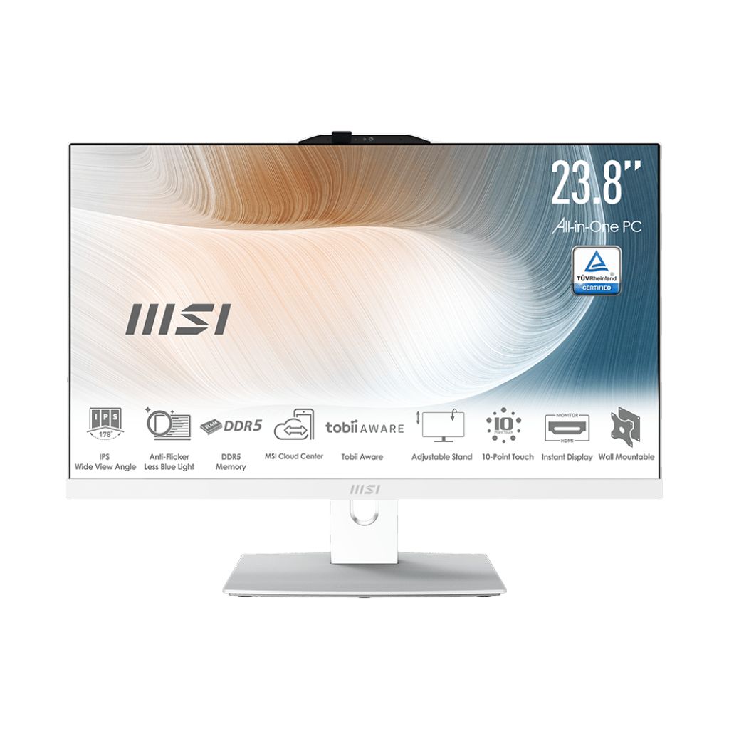 MSI 23.8" Моноблок 9S6-AE0722-1024 (Intel Core 5 120U, RAM 8 ГБ, SSD 512 ГБ, Intel Iris Xe Graphics, Без ОС), 9S6-AE0722-1024, белый