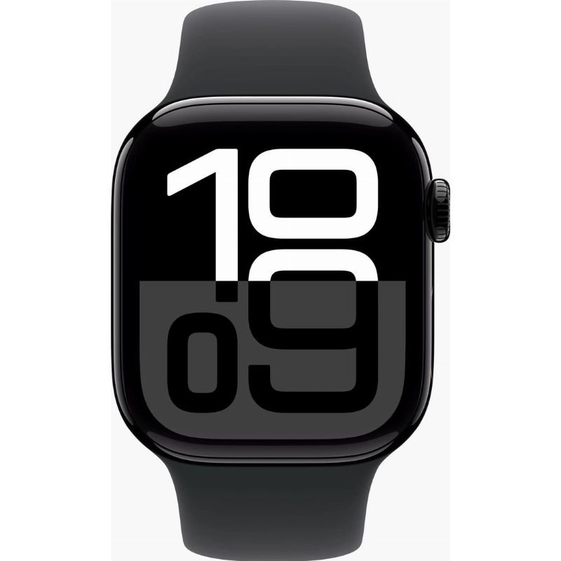 УмныечасыAppleWatchSeries1042ммJetBlackAluminiumCasewithBlackSportBand,Черный,РазмерS/M