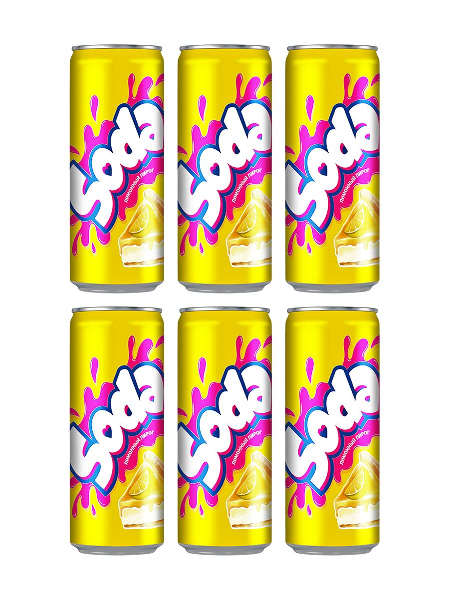 Газированный напиток Dubl Bubl Soda Luv Drink со вкусом лимонного пирога, 6 шт x 330 мл