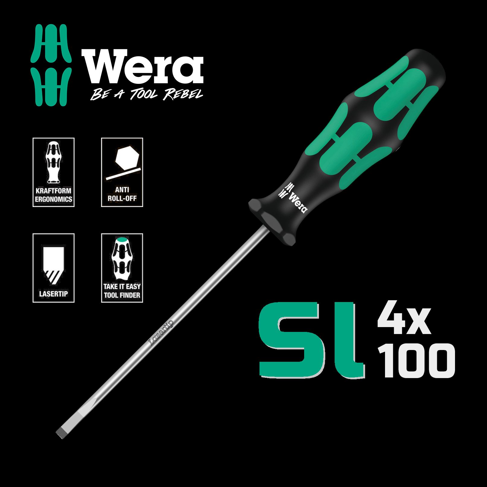 Отвёртка WERA шлицевая WE-110004, 0.8 x 4 x 100 мм 335 SL