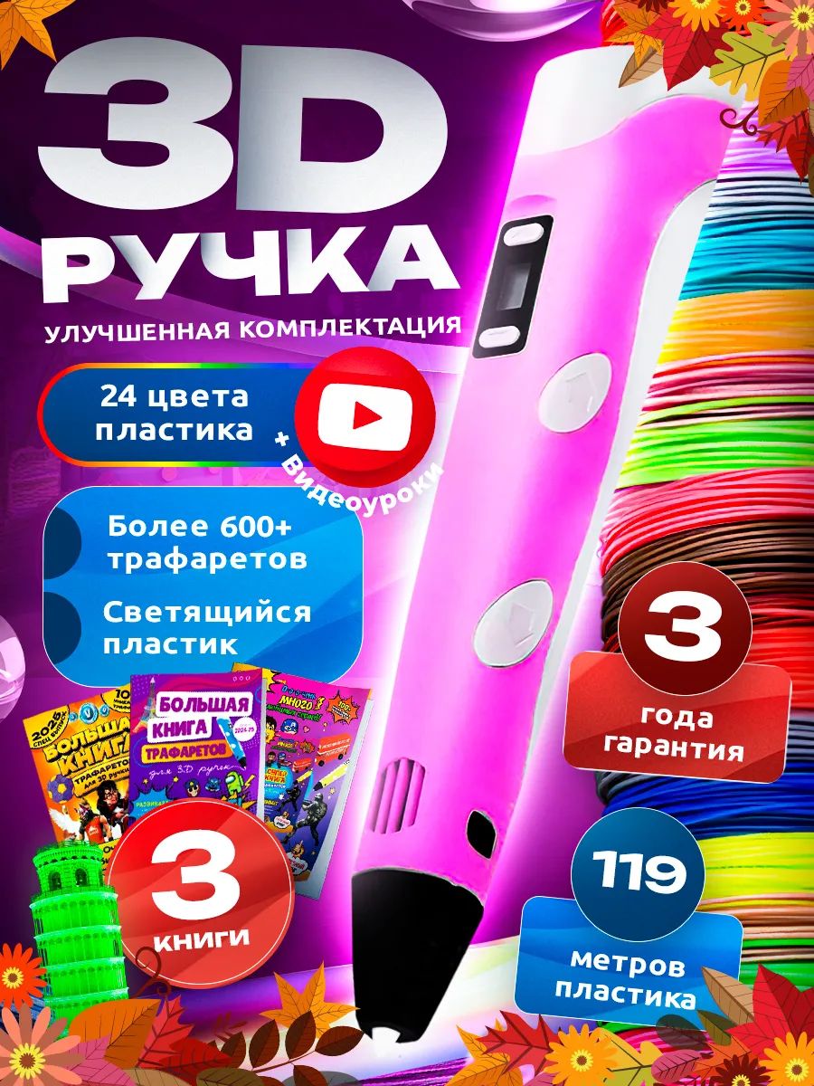 3D-ручка PLA, ABS Для детей, С трафаретами