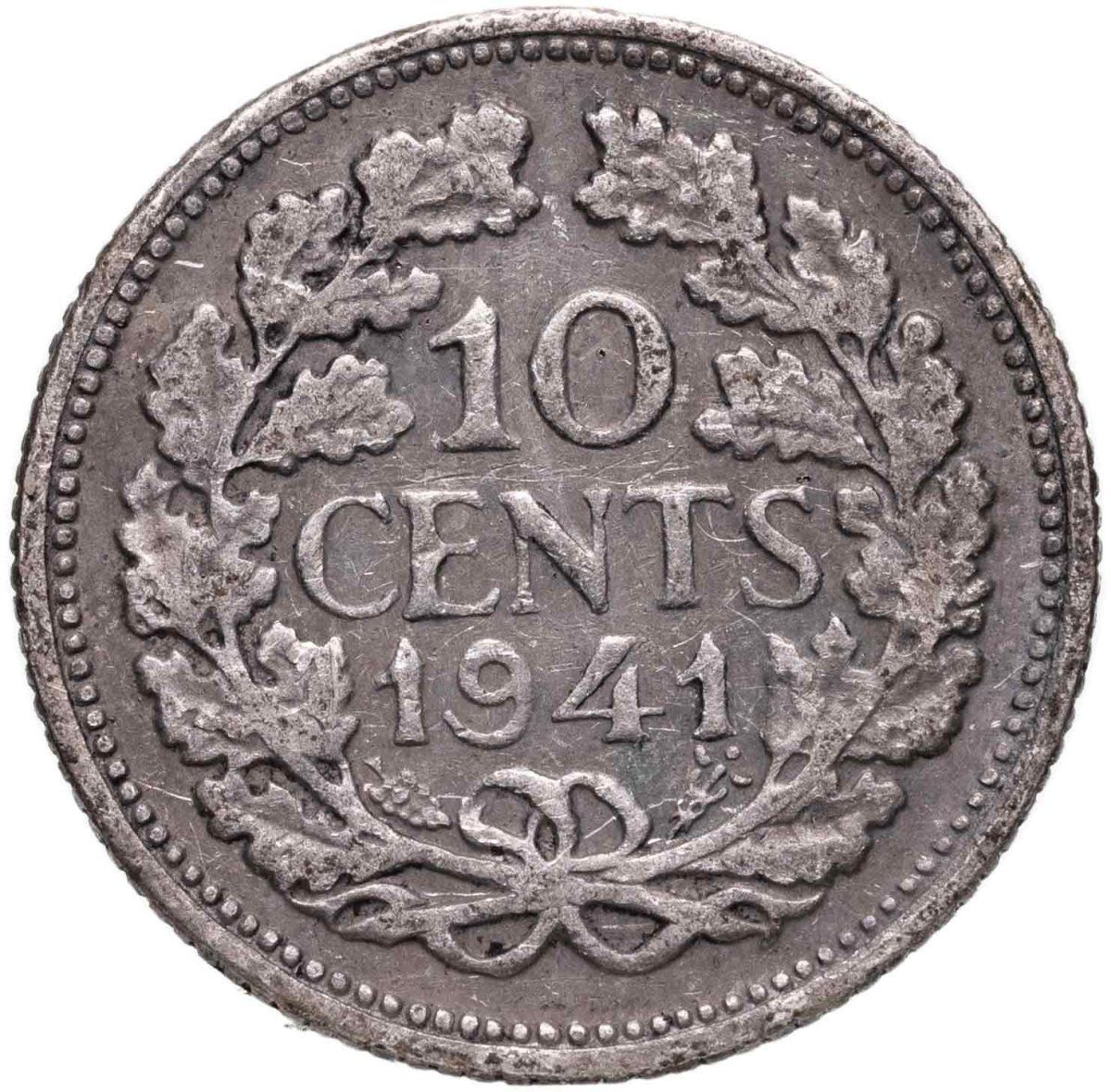 Нидерланды 10 центов cents 1926-1945, Серебро 640, в сохранности VF