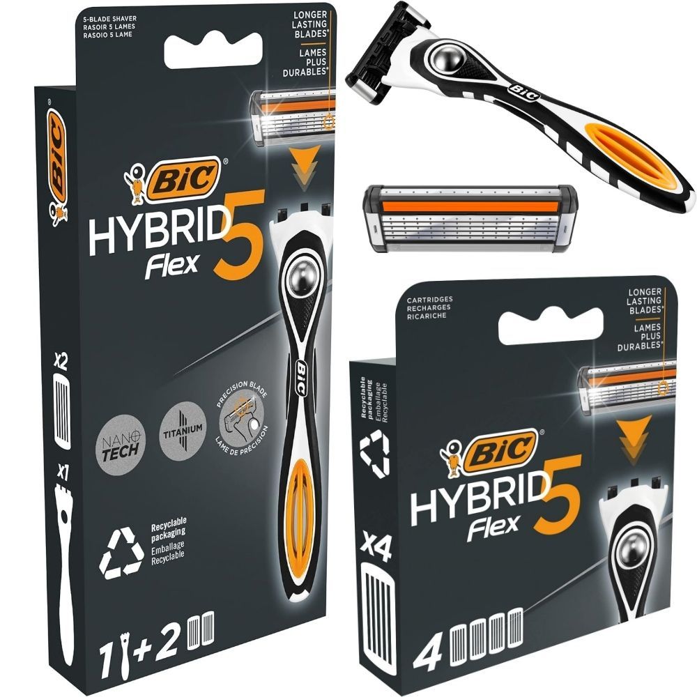 Бритва мужская BIC Hybrid 5 Flex, 1 ручка и 6 кассеты