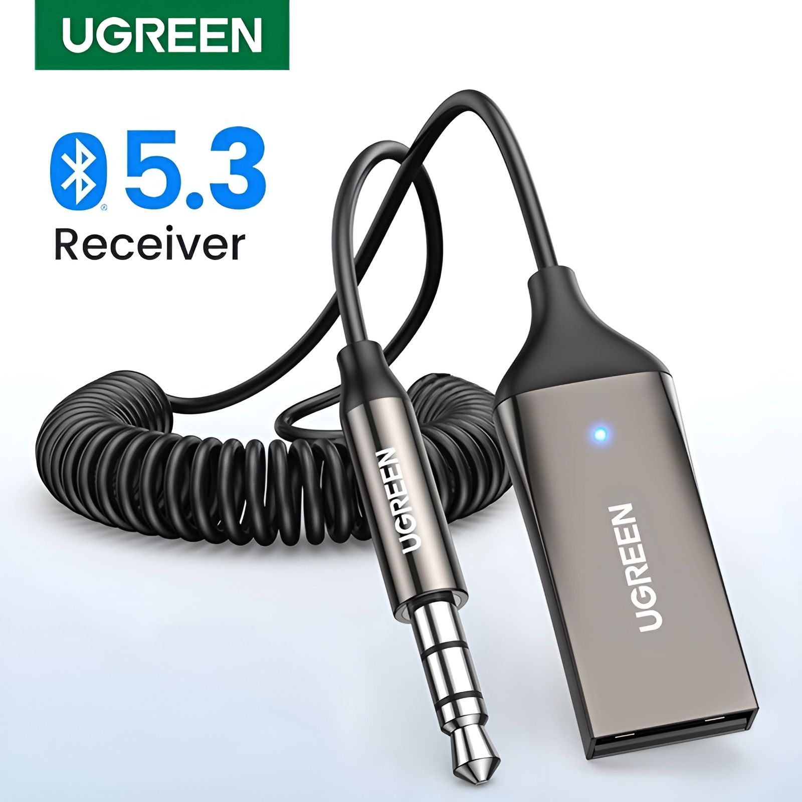 Автомобильный Bluetooth 5.3 адаптер UGreen USB-AUX / Блютуз адаптер для авто