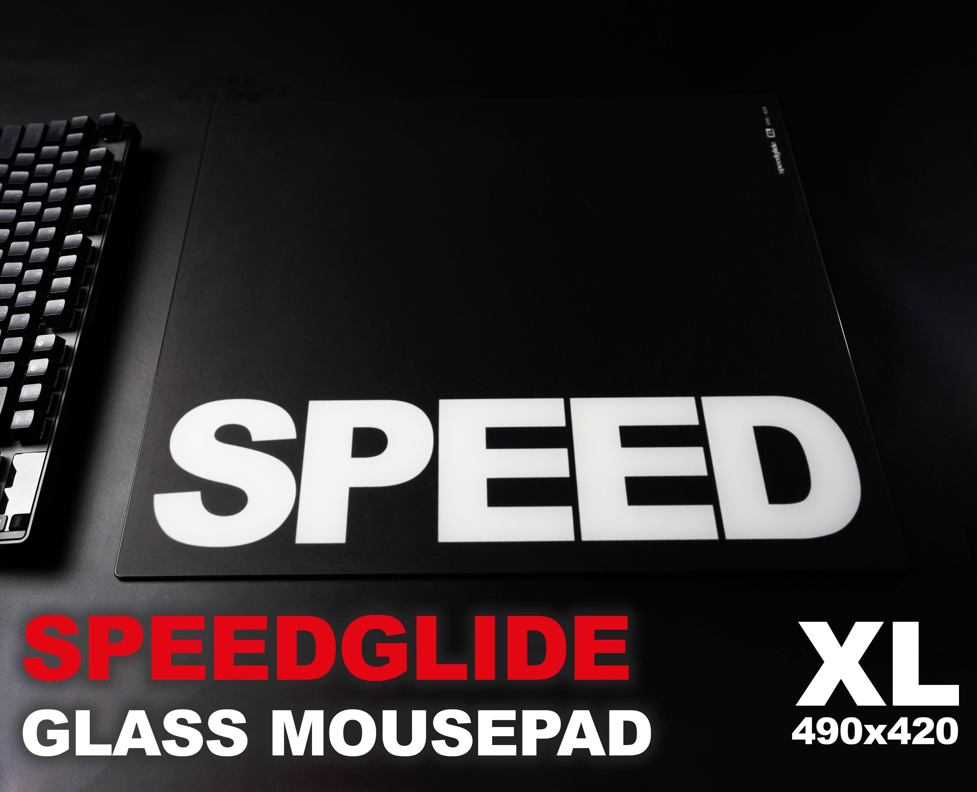 Игровой коврик для мыши GlassPad - Стеклянный игровой коврик SpeedGlide для мыши, XL, черный, белый