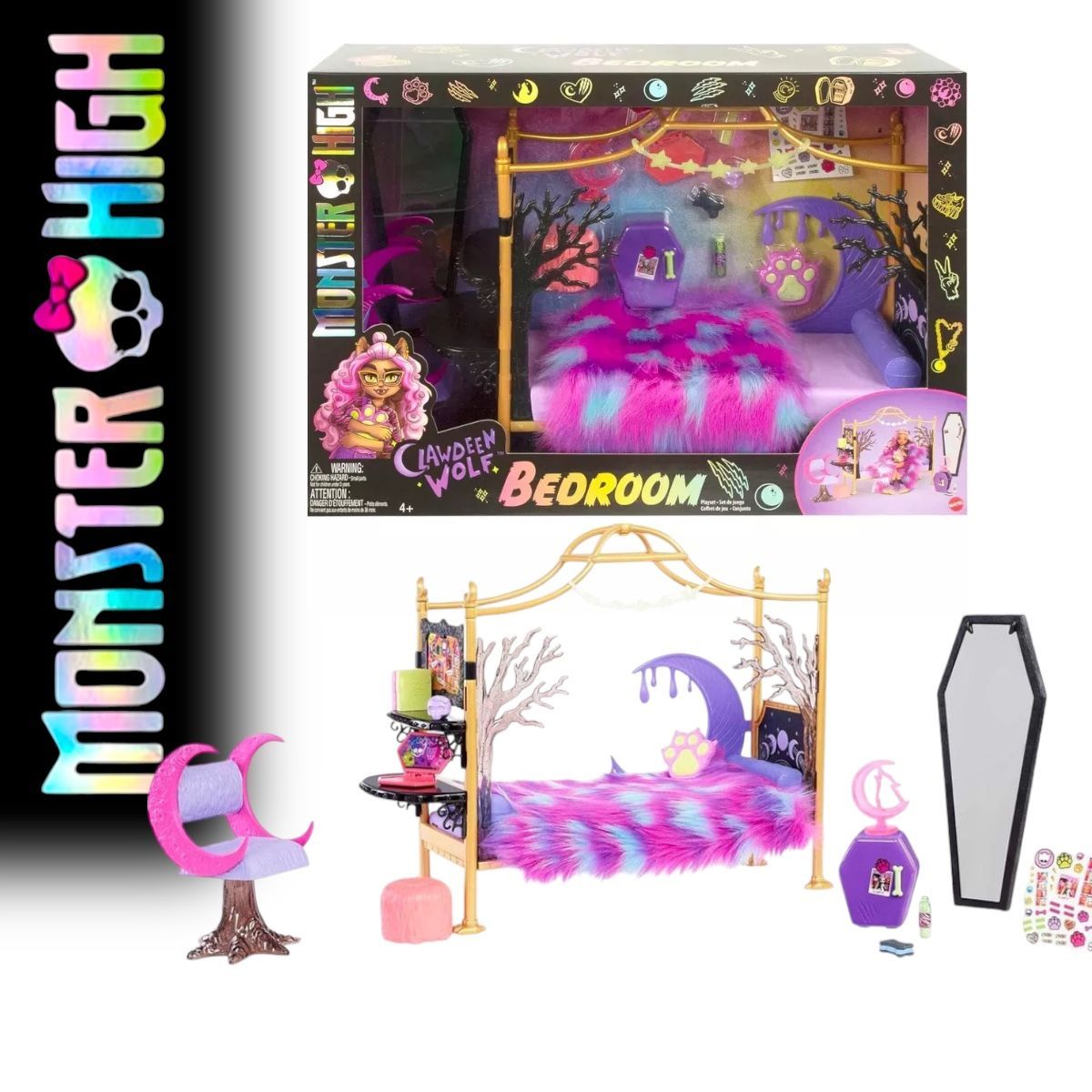 Мебель для кукол Monster High - Спальня Clawdeen Wolf, комплект с мебелью - Монстр Хай Клодин Вульф HHK64