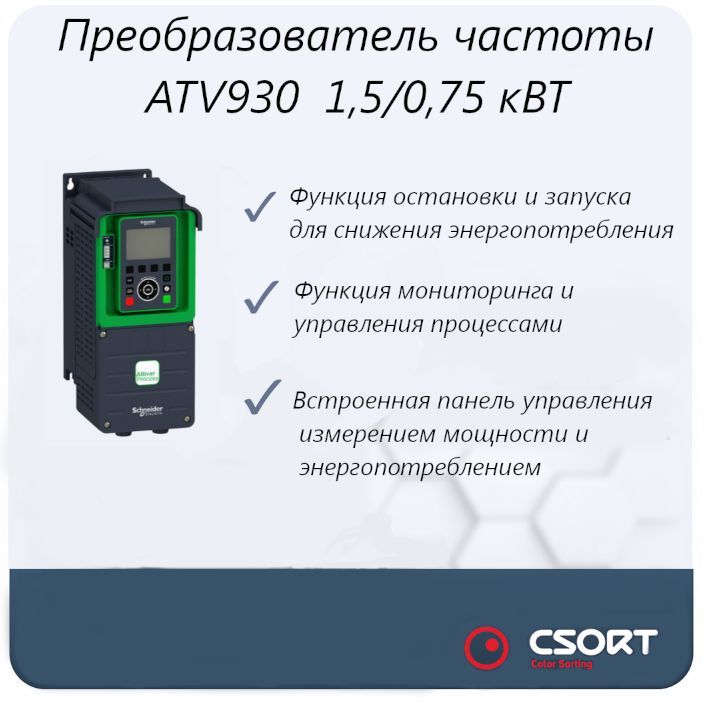 Преобразователь частоты ATV930 1,5/0,75кВт 380В 3ф