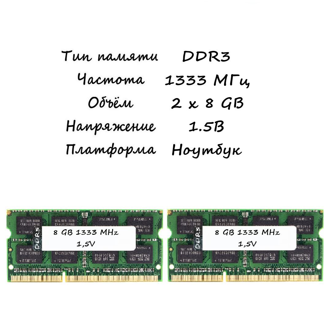 ОперативнаяпамятьDDR38ГБ1333МГцPC3-106001,5BSODIMM2x8ГБ(1)