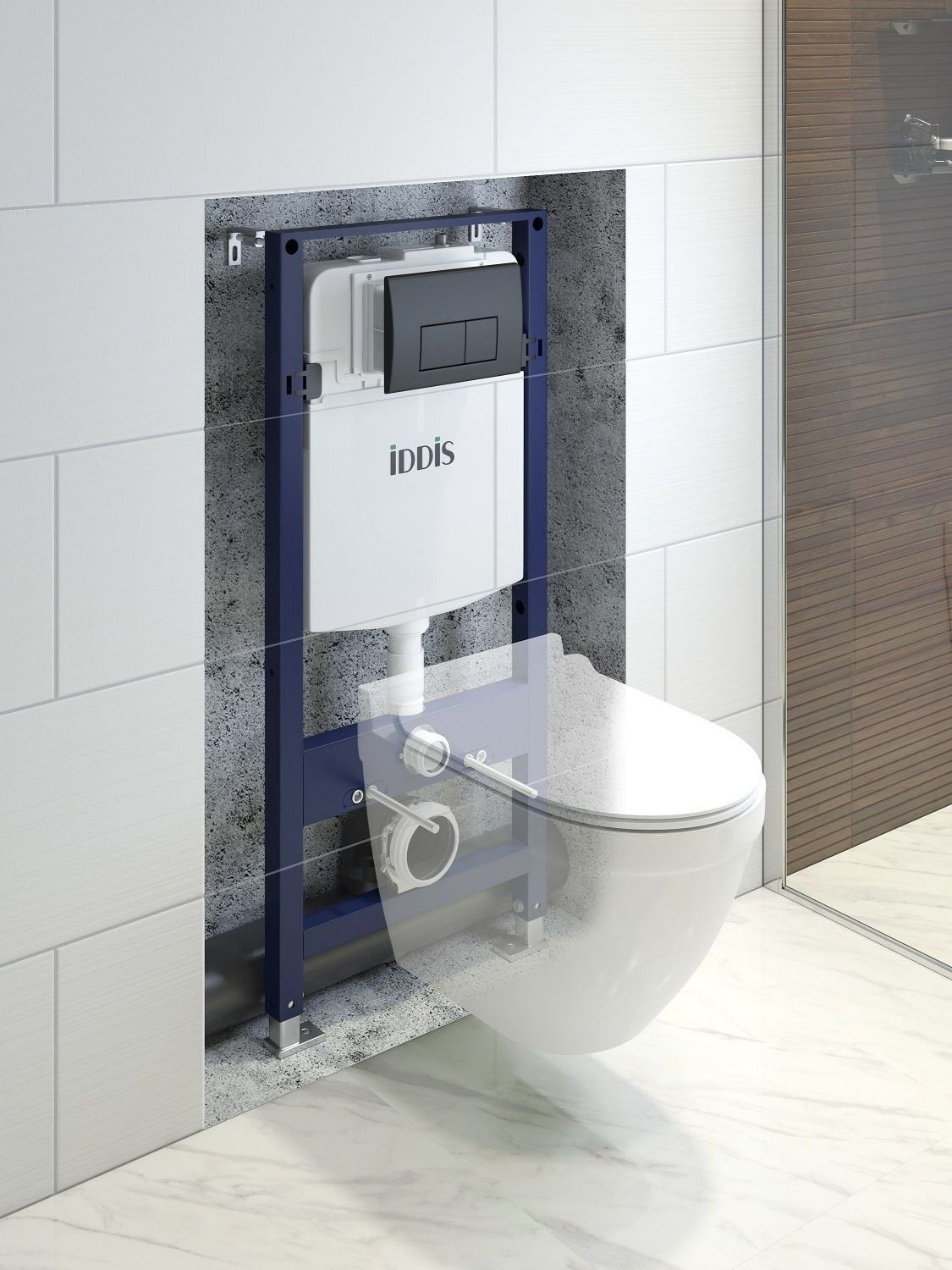 Фото товара на маркетплейсе ozon Комплект инсталляция для подвесного унитаза и клавиша смыва черная матовая, Optima Home, IDDIS, OPH00MBi32K