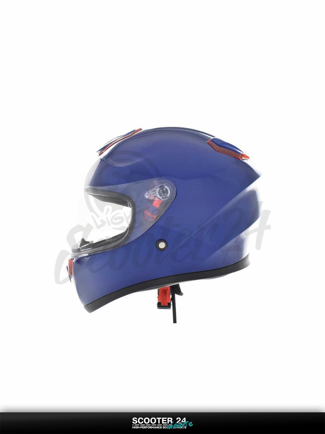 Шлем интеграл "DAVID" (#D820 синий глянцевый S ABS красный спойлер) мото / для скутера и питбайка / универсальный